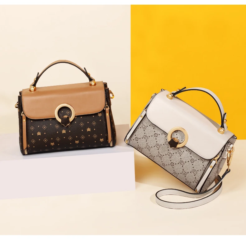 FOXER PVC-Leder Schulter-Crossbody-Taschen Vintage Signature Tote Bag Retro Mode Damenhandtasche Lässige Reisetasche für Frauen – Detail 2