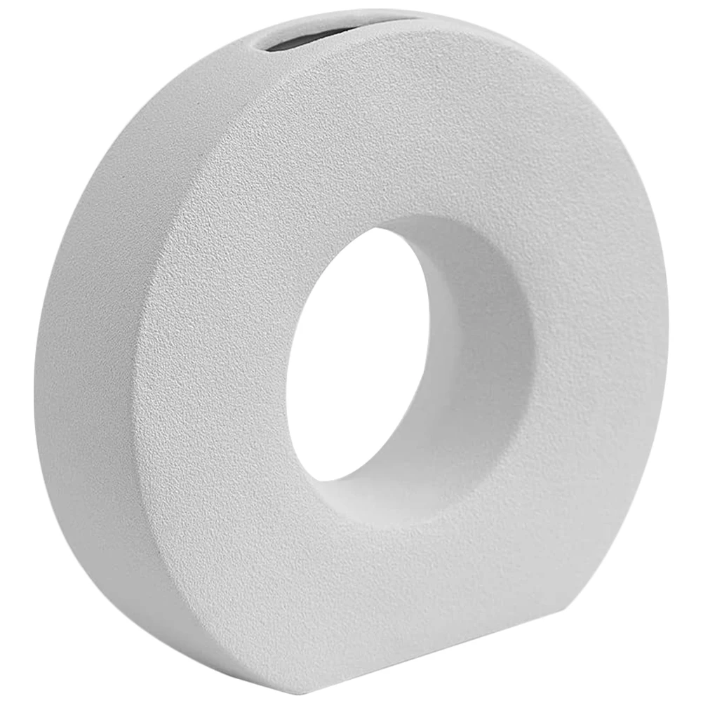 

Nordic Style Ceramic Vase Ring Shape Decorative Flower Vase Desktop Dried Floral Arrangement Modern Home Decor