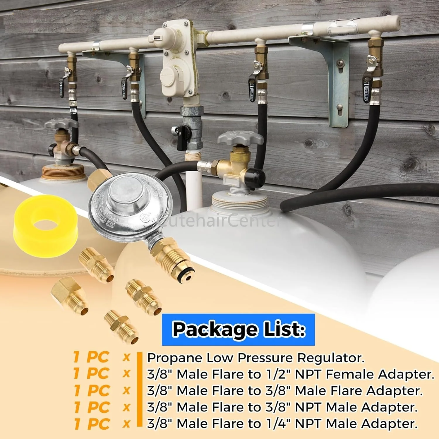 5pcs/kit POL Propane Low Pressure Regulator with Standard Connection Fittings 3/8\