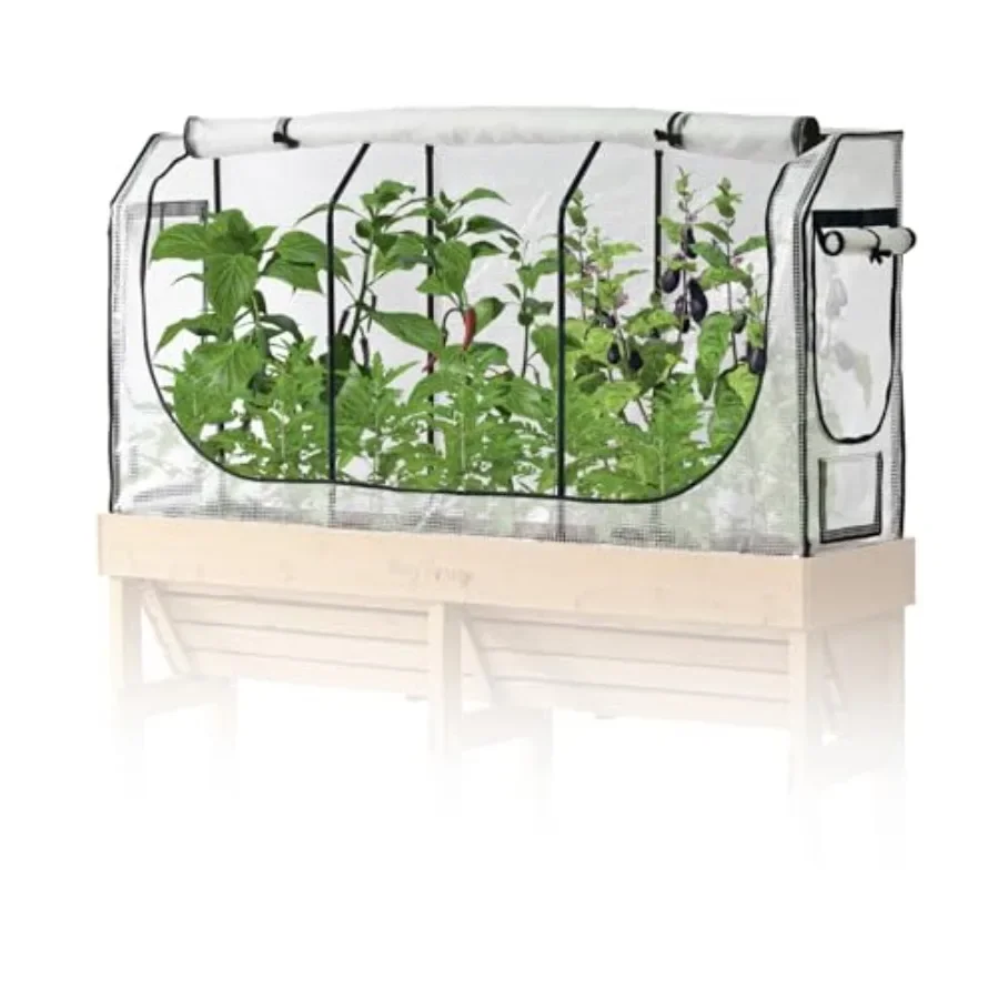 Greenhouse Frame and Multi-Cover Set for Wall Hugger Raised Bed, White Durable double-layer micro mesh insect protective cover