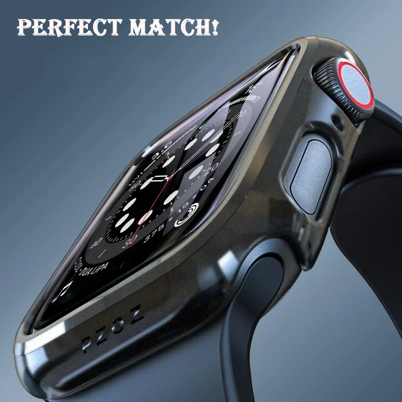 Gehärtetes Glas + Schutzhülle für Apple Watch Zubehör 44mm 41mm 45mm 40mm 42mm Displayschutzfolie Apple Watch Gehäuse Serie 9 4 5 6 SE 7 8 – Detail 2