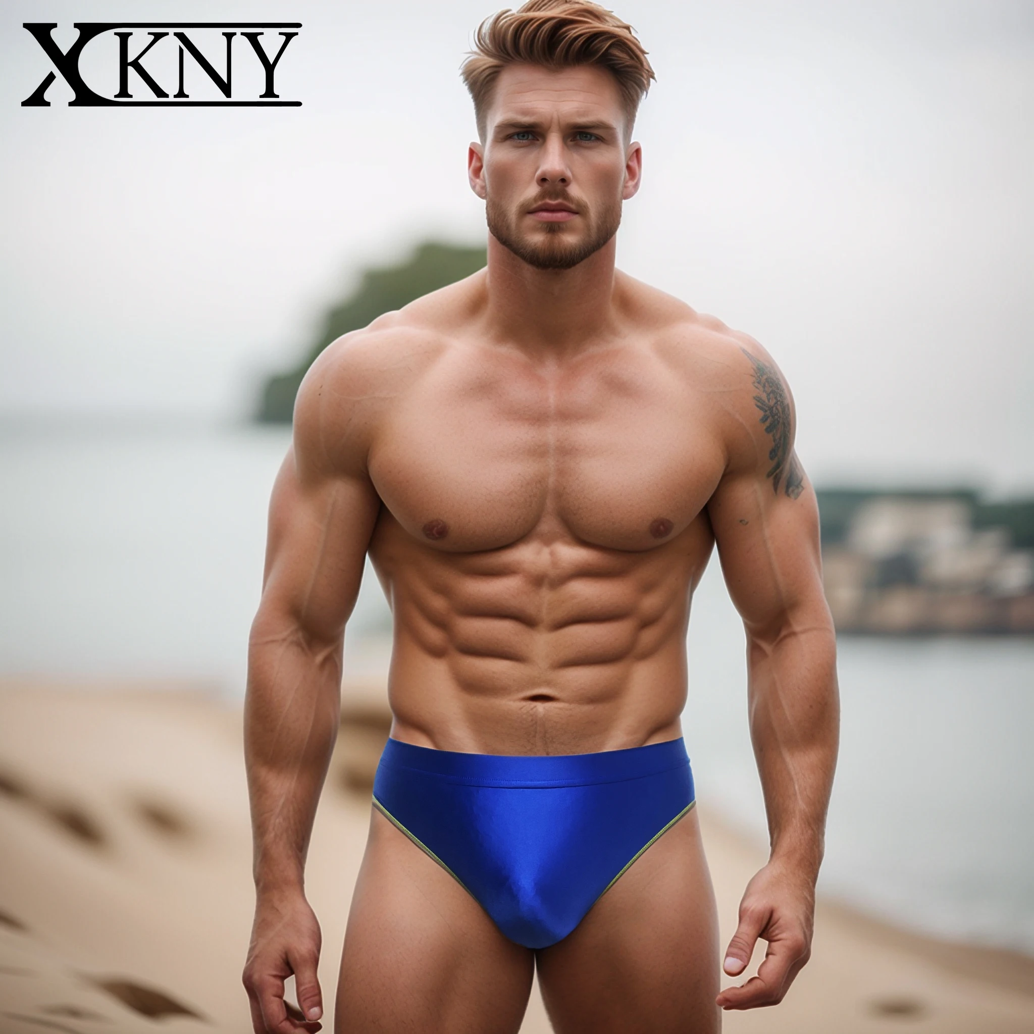 

XClocKNYoung men glossy underpants Silk Slippery High men Brief oily Yoga running Leisure shinny briefs