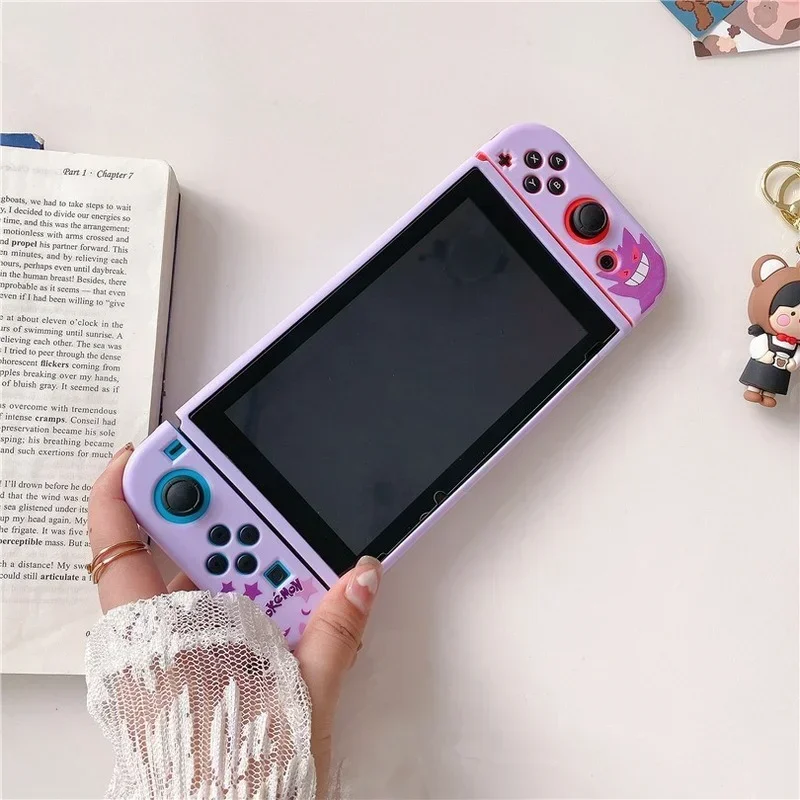 Anime Pokemon Gengar Protective Case for Nintendo Switch Case NS Cartoon Split Color Printing Game Console Soft Cover Shell Gift