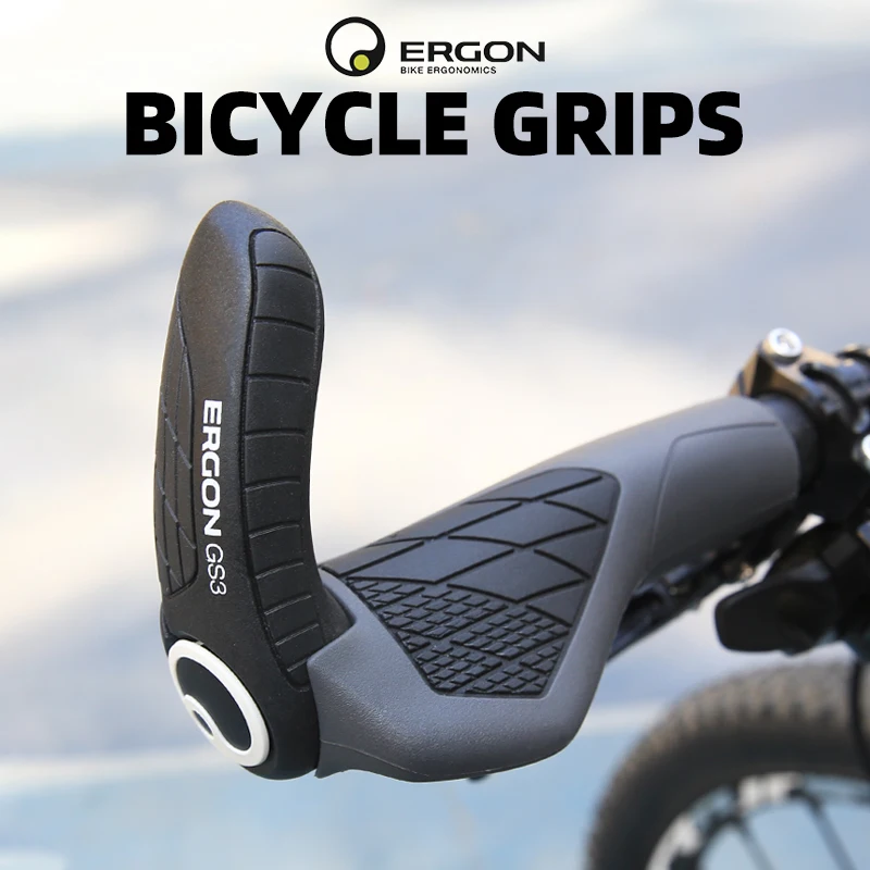 ERGON GS3-L Bicycle Grips Soft Rubber For MTB Mountain Bike Shockproof Anti-Slip Handlebar Cover Lock On Ergonomic Cycling Parts