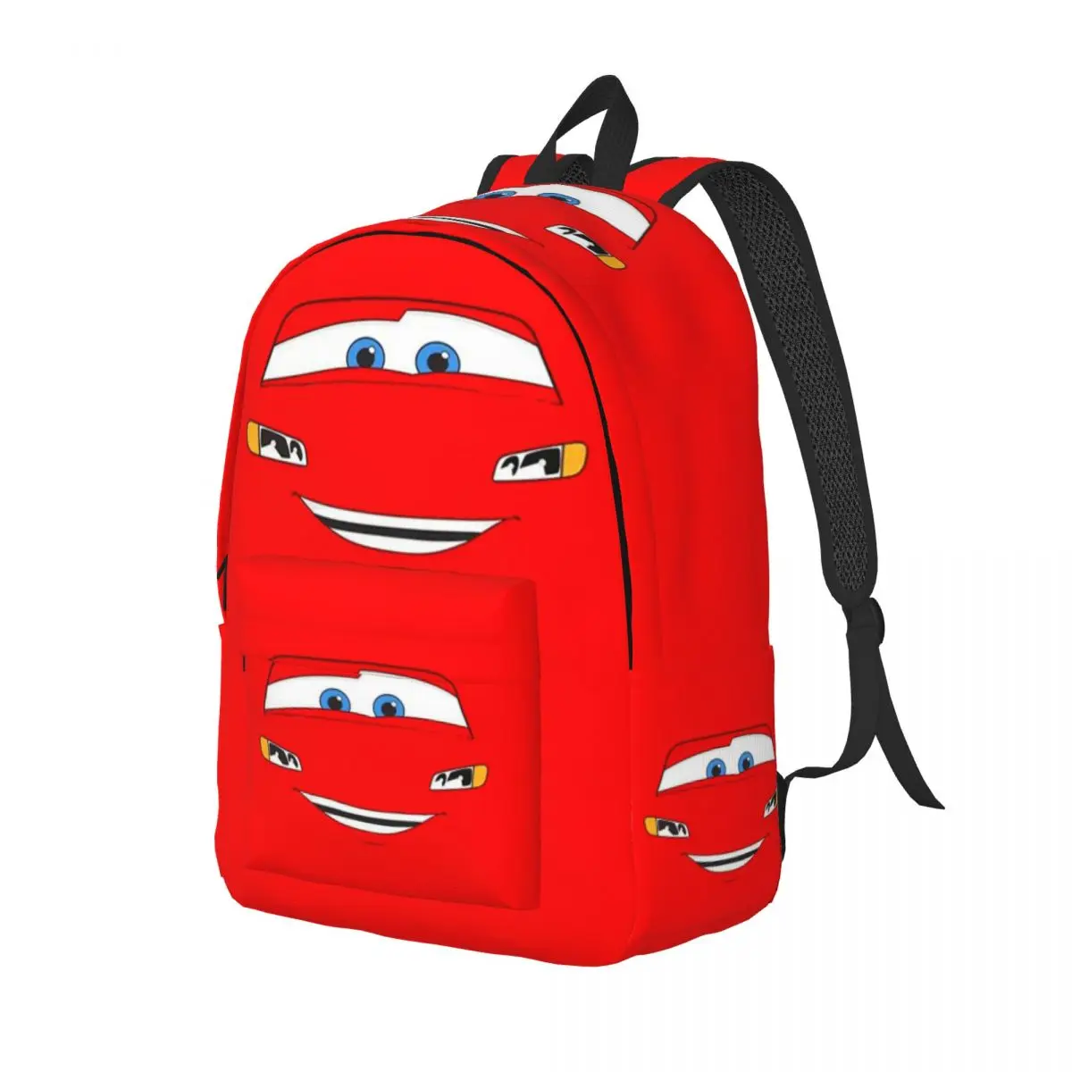 Custom Happy Cars Lightning McQueen Canvas Backpacks for College School Students Bookbag Fits 15 Inch Laptop Cartoon Bags