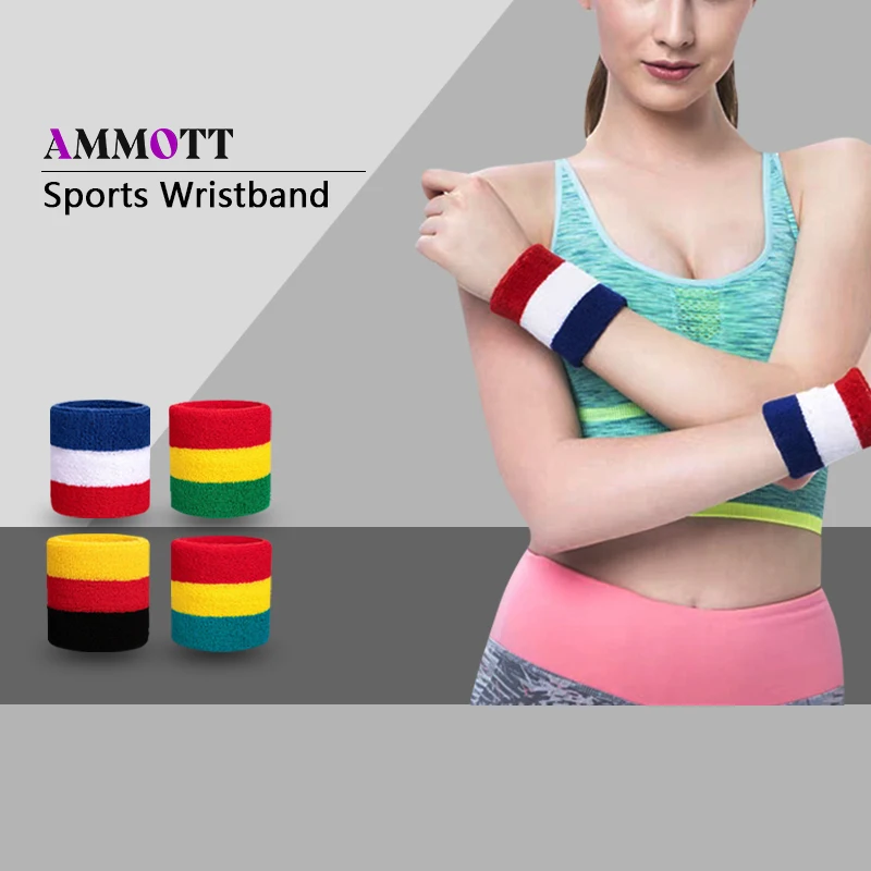 

1Pair Sweatbands Colorful Striped Sweatband Set American Flag Style for Men Tennis,Sport,Basketball,Gymnastics,Golf,Running
