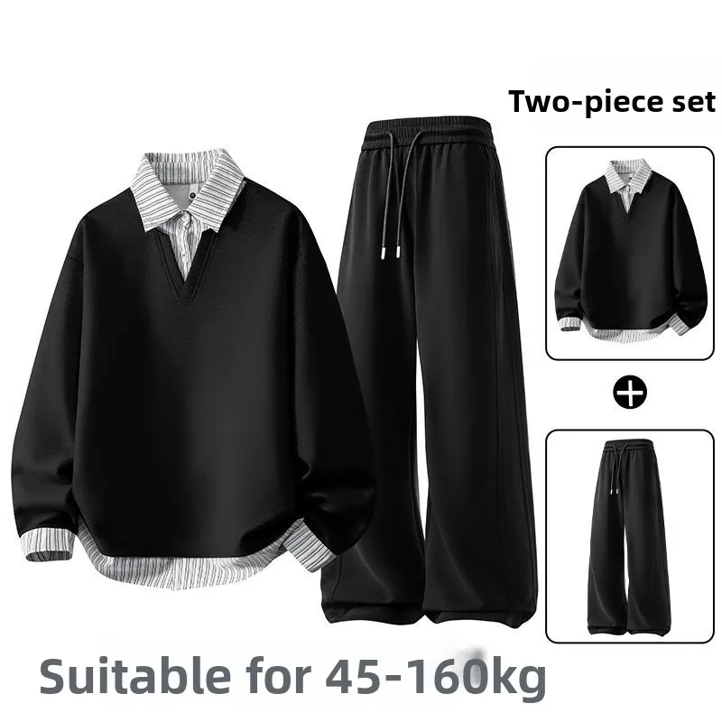 

New Men's Casual Sportswear Set round Ne Sweatirt Pants Large Size Faionable Spring Autumn Seasonal High Waist Straight...