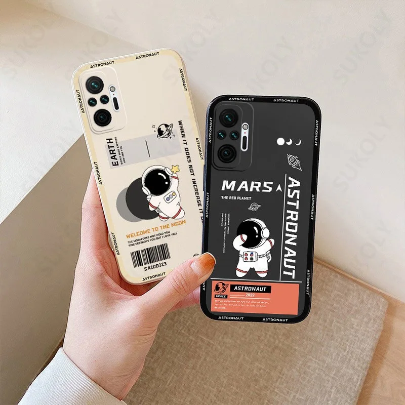 Lanyard Case For Xiaomi Redmi Note 11 10 9 12 13 Pro 5G Mi 11T 12T 13T 11 Lite Poco F6 X5 X6 Pro X3 Pro Astronaut Silicone Cover