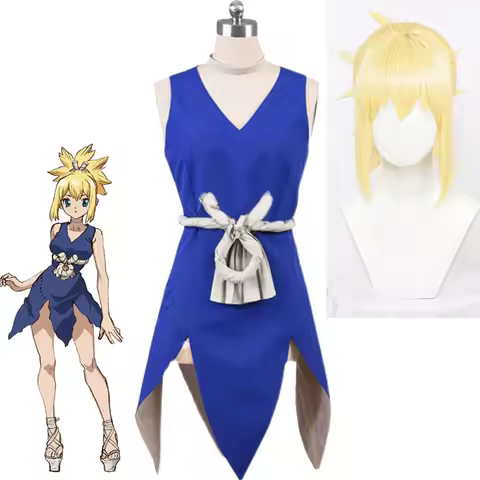 Anime Dr. Stone Kohaku Cosplay Dresses Amber Wig Accessories Halloween Carnival Stage Costumes