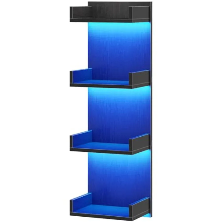 Floating Wall Shelves with LED Lights, Floating Shelf Wall Mounted for Storage, Vertical Display Stand, Modern Column Rack, for