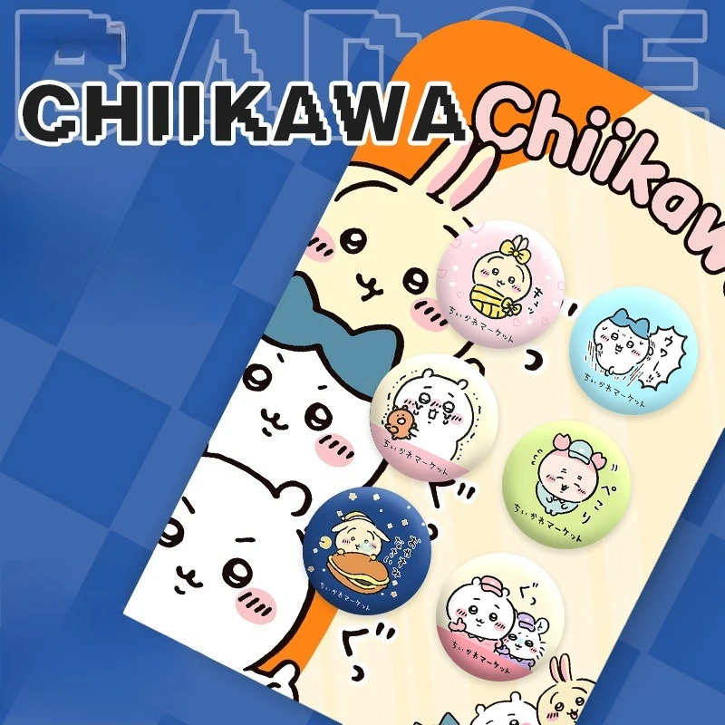 

6PCS Hot Kawaii Chiikawas Series 25mm Badge Cute Cartoon Creative Printing Tinplate Badge Exquisite Brooch Birthday Gift