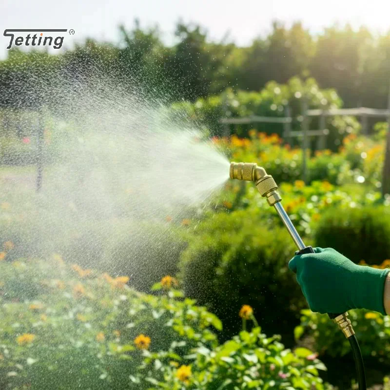 Heavy Duty Brass Elbow Spray Nozzle Adjustable Flow Anti Slip Handle For Garden Watering Lawn Irrigation