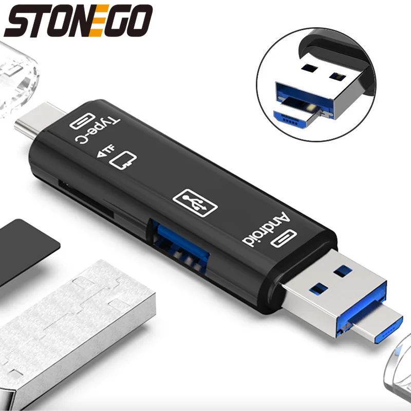 5in1 USB Type C Micro USB OTG Adapter Multi Function Portable Memory Card Reader Expand Storage USB 2.0