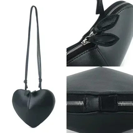 Neues Modell: Weinrote Umhängetasche aus Lackleder mit Herzform, Damenhandtasche mit Reißverschluss, ideal für Dates, Hochzeiten, Partys, als kleine Alltagstasche oder Handtasche für das Handy. – Detail 9