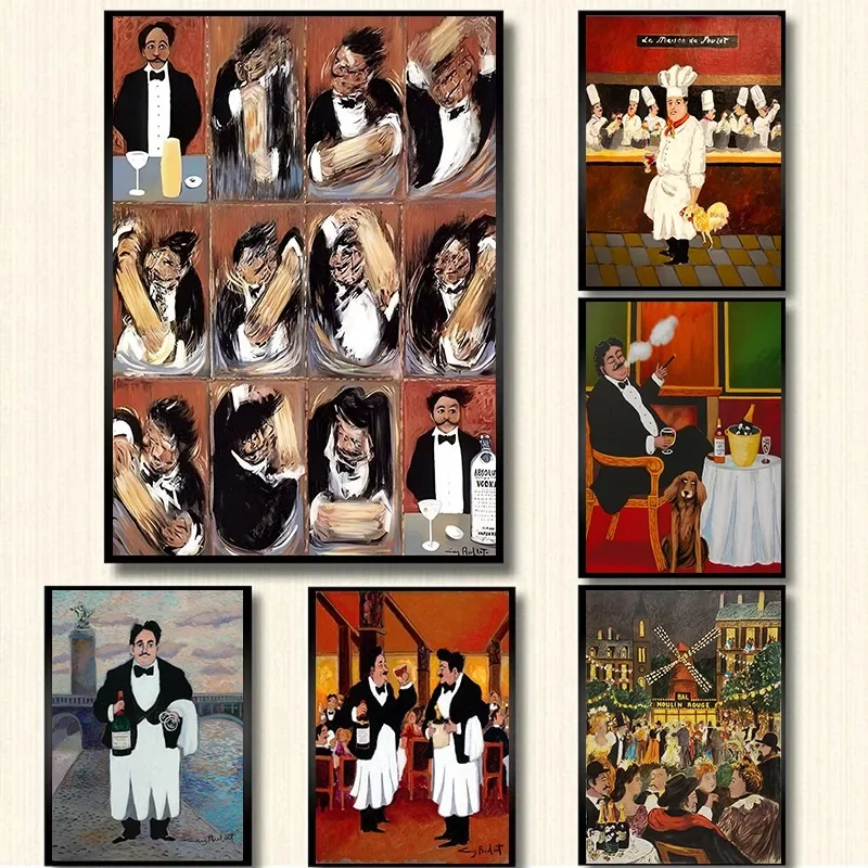 O que faz o perfeito martini cara buffet funciona cartaz impressão arte da parede pintura em tela para sala de exposições decoração casa mural