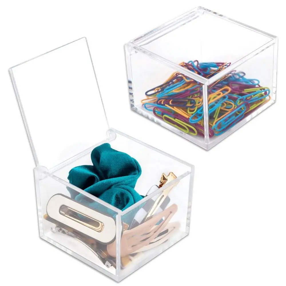 New Multi Size Storage Box Flip Cover Acrylic Plastic Box Square Transparent Dust Cover Party Decor