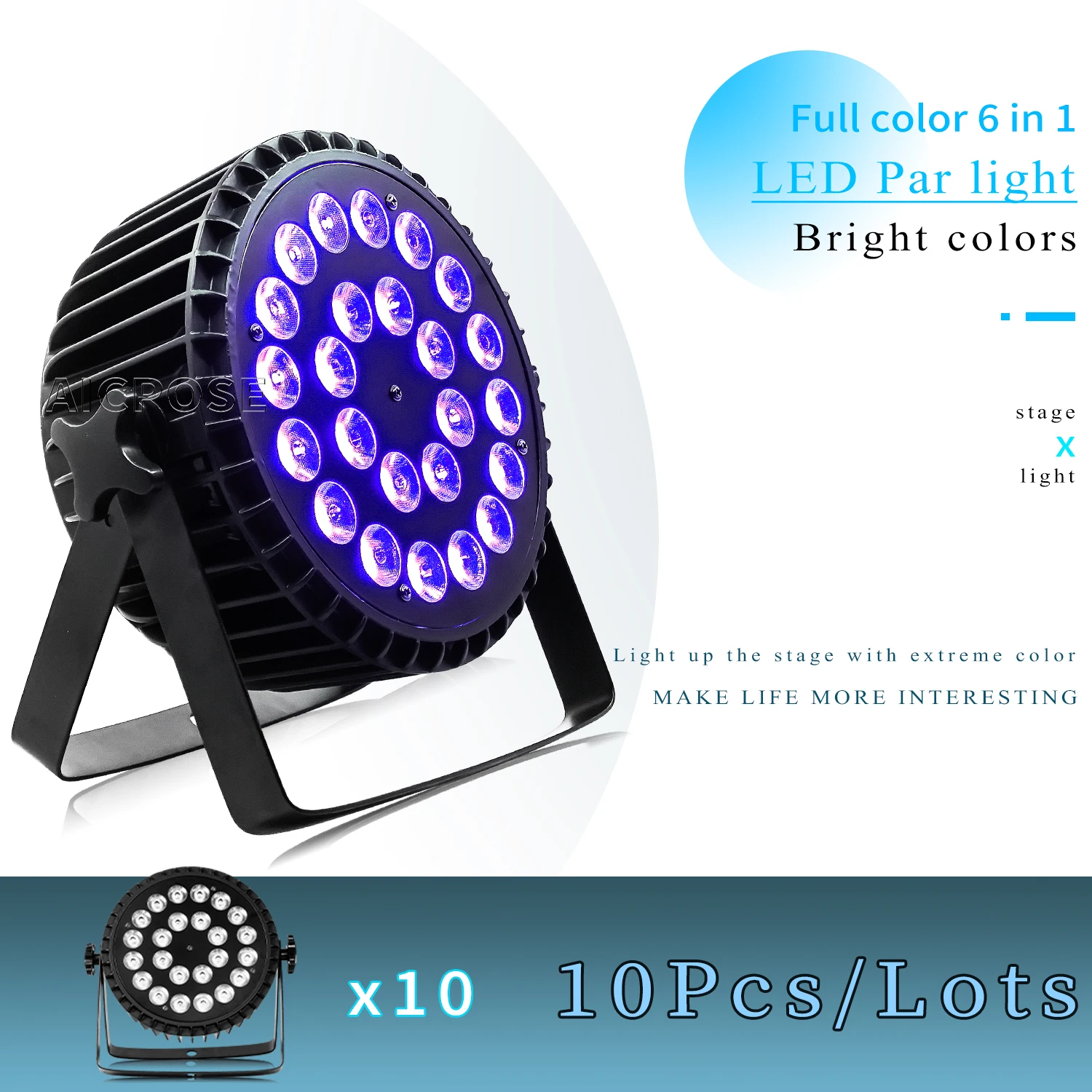 

10Pcs/Lots 24x12W/24X18W RGBWA UV 6 in 1 LED Par Lamp Aluminum Wall Washing Lamp DMX Control For DJ Disco Wedding Party Lighting