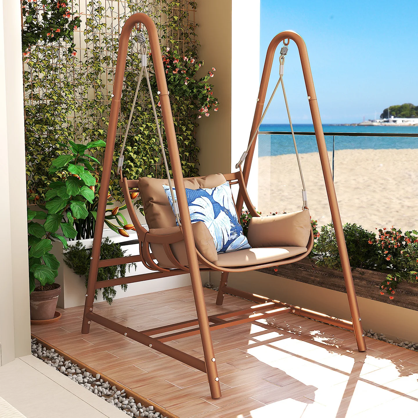 Swing chair outdoor courtyard leisure rocking chair lazy with pillow home balcony outdoor