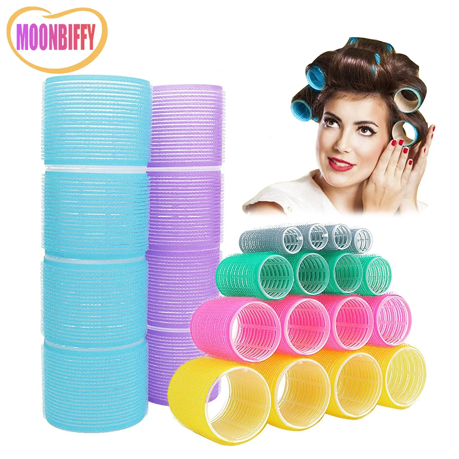 2023 Hair Rollers Set 6Pcs Self Grip Magic Hair Curlers Different Size No Heat Self-adhesive Curling Hairdressing Styling Tool