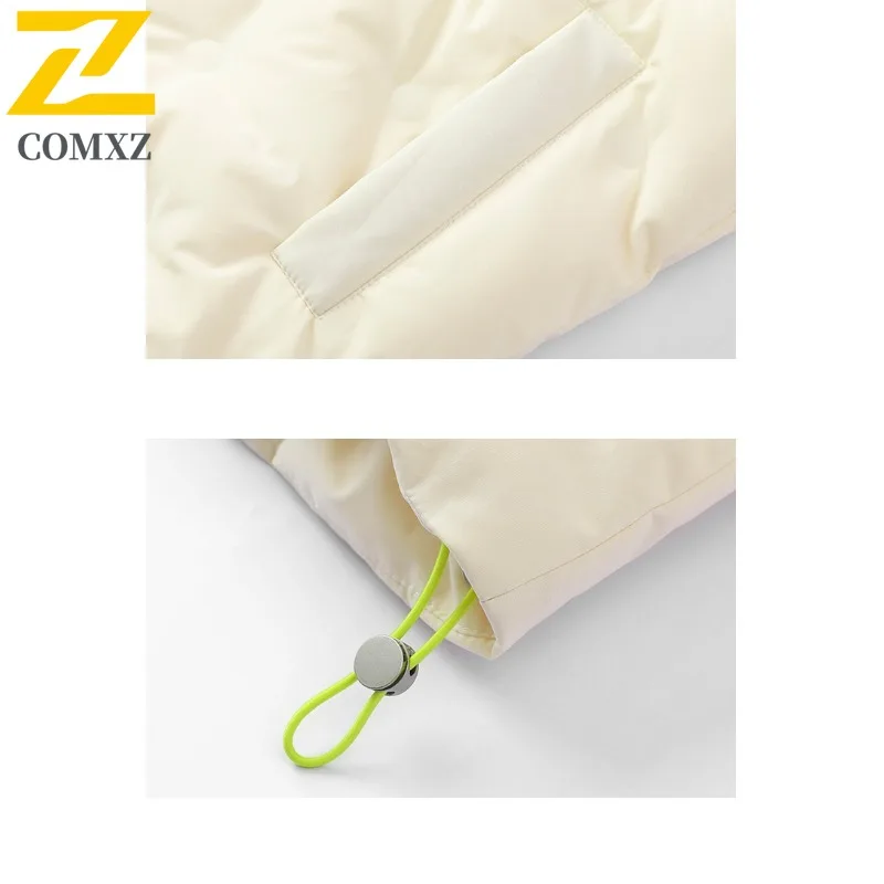 COMXZ Men Puffer Jacket Lattice Design 90 Percent White Duck Down Warm Filler Down Streetwear Trendy Lightweight Winter Coat