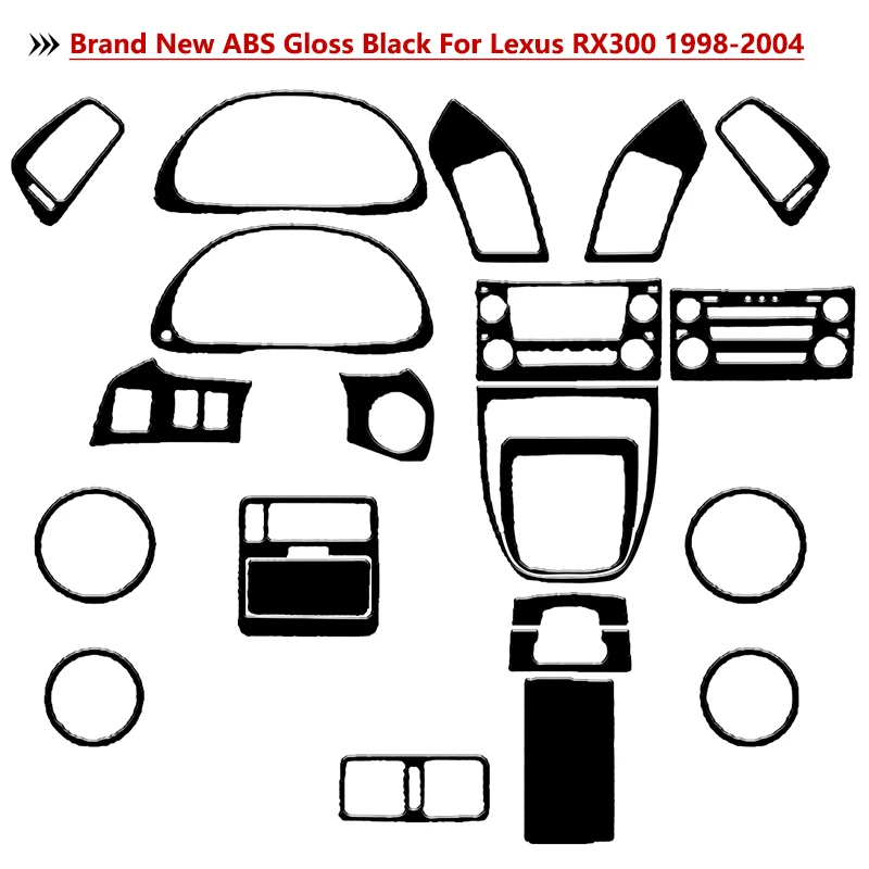 

For Lexus RX300 1998 1999 2000 2001 2002 2003 2004 Brand New ABS Gloss Black Stickers Set Car Interior Accessories