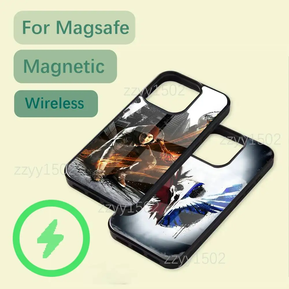 

I-Infamous Second Son For iPhone 17,16,15,14,13,12,11 Pro,Max,Plus,X,XS,XR,SE4,E Mini Wireless Charging with MagSafe Phone Case