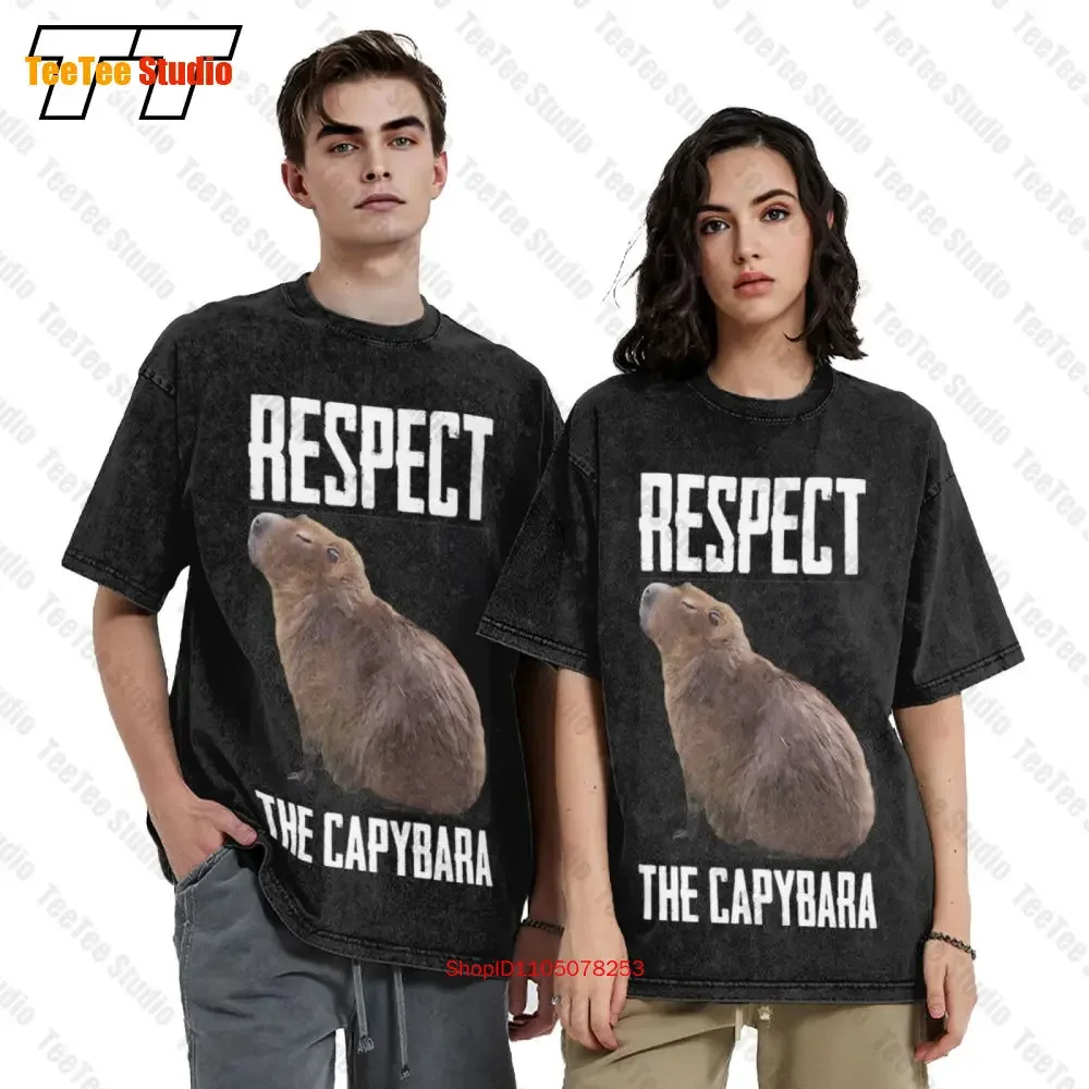Respect The Capybara Funny Rodent Capibara Photo Vintage Oversized T-Shirt 4LXW