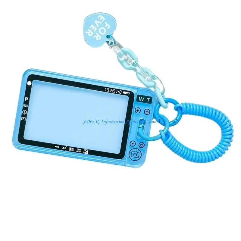

Photocard Holder with Retractable Spring Coil Keychain Card Protective Case for Bus Card Student Card