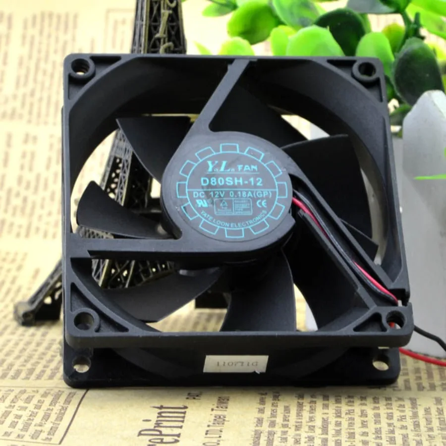AA + Genuine Great Wall/Yuelun D80SH-12 8025 12V 0.18A 8CM Ultra-static Chassis Cooling Fan Wholesale Negotiated Price