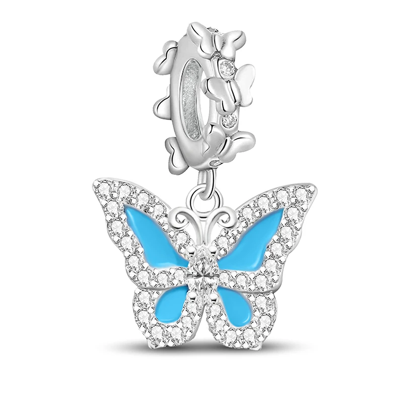 Versilberter Anhänger, fortschrittliche Schmetterlings-Charms, Perlen, passend für DIY-Armbänder, Armreifen, Geschenk, hochwertiger Schmuck für Frauen