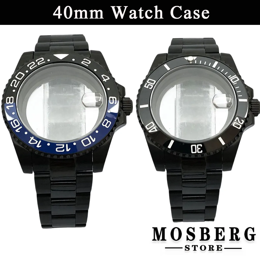 

40mm Watch Case With Bezel Stainless Steel Sapphire Glass For NH34 NH35 NH36 ETA2836 Miyota8215 8205 ETA2824 PT5000 Movement