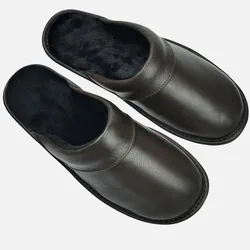 Genuine Cow Leather Linen Slippers Homes In Indoor Cotton Slippers Spring Autumn Men Women Elderly Non-slip Casual Single Shoe