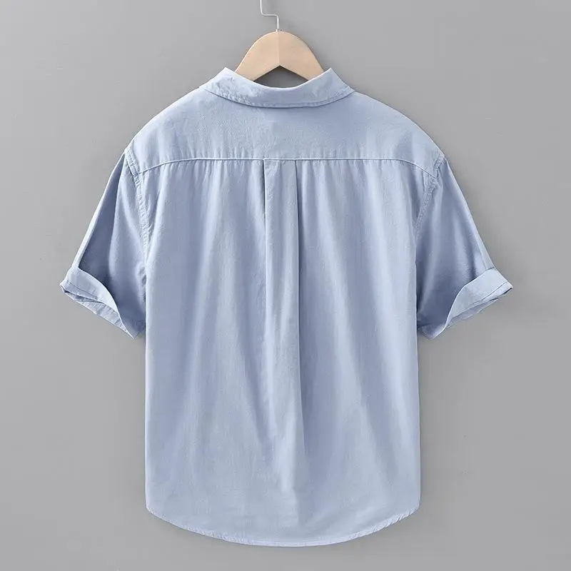 

Men's ort Sve irt Thin Cotton Youth White Summer Wearable Casual Busin Sle Pure Color Sweat Absorbent Mending Marks