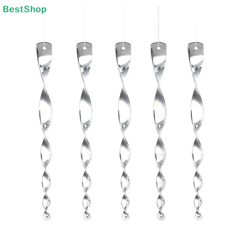 ✍6/10/12Pcs Sparkling Bird Repellent Spiral Reflectors Silvery PS Hanging Deterrents For Garden Scare Away Woodpeckers Pigeons