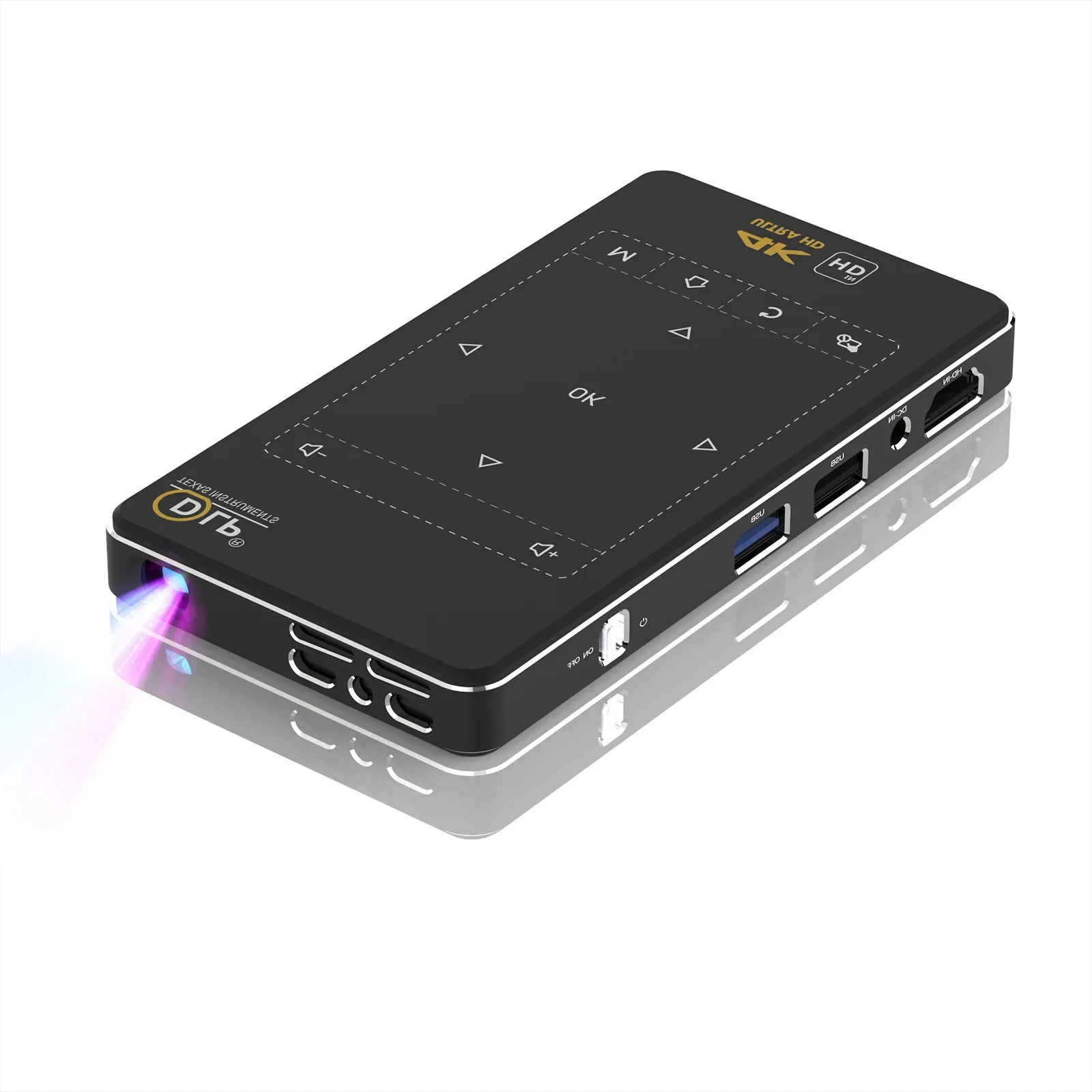 2025 K95 Portable 4K Ultra HD 3D DLP Projector Home Outdoor Business Education LED Lamp Built-in Speaker US Plug 720p Max