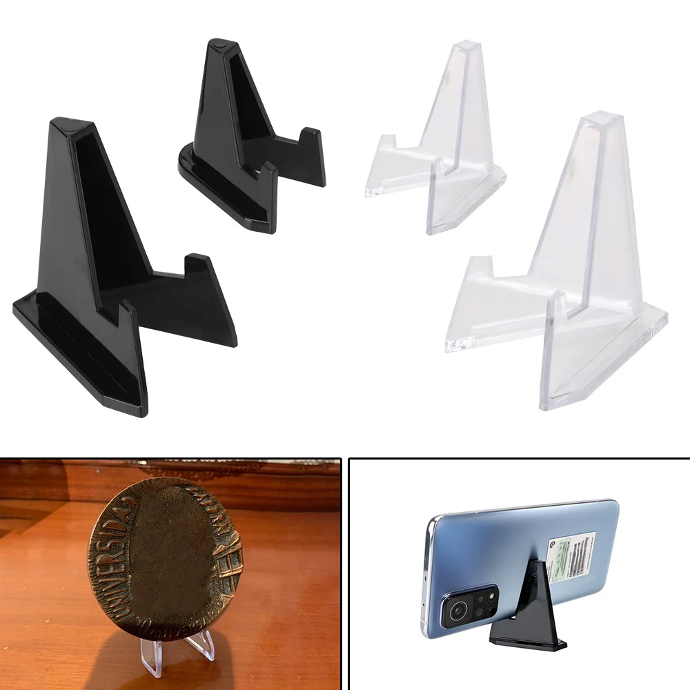 

Acrylic Stands Postcard Display 10pcs Transparent Black Mini Coin Display Easel Holder S/L Medal Shelf