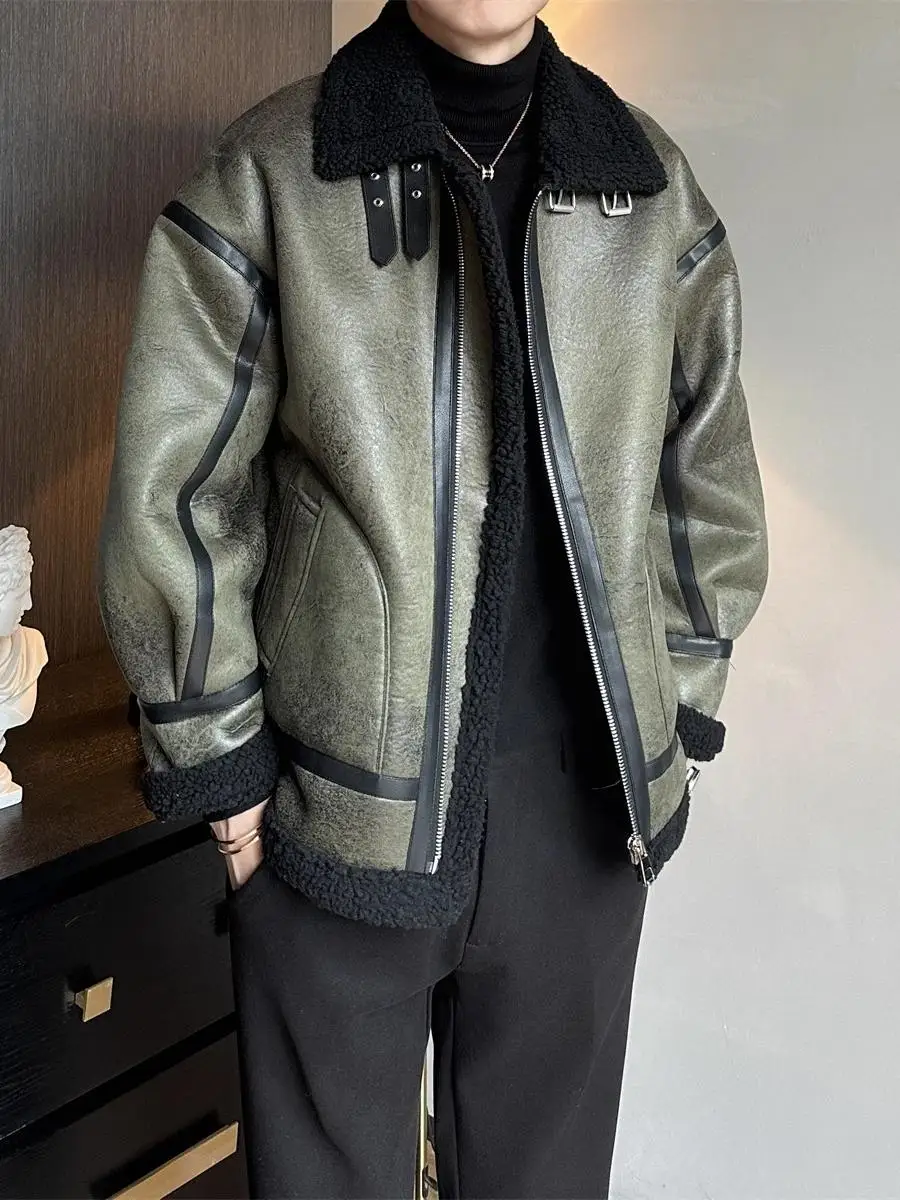 

Мужская зимняя куртка Thiened Fce на подкладке из натуральной и шерсти в стиле милитари, молодежная верхняя одежда в стиле ретро, пальто