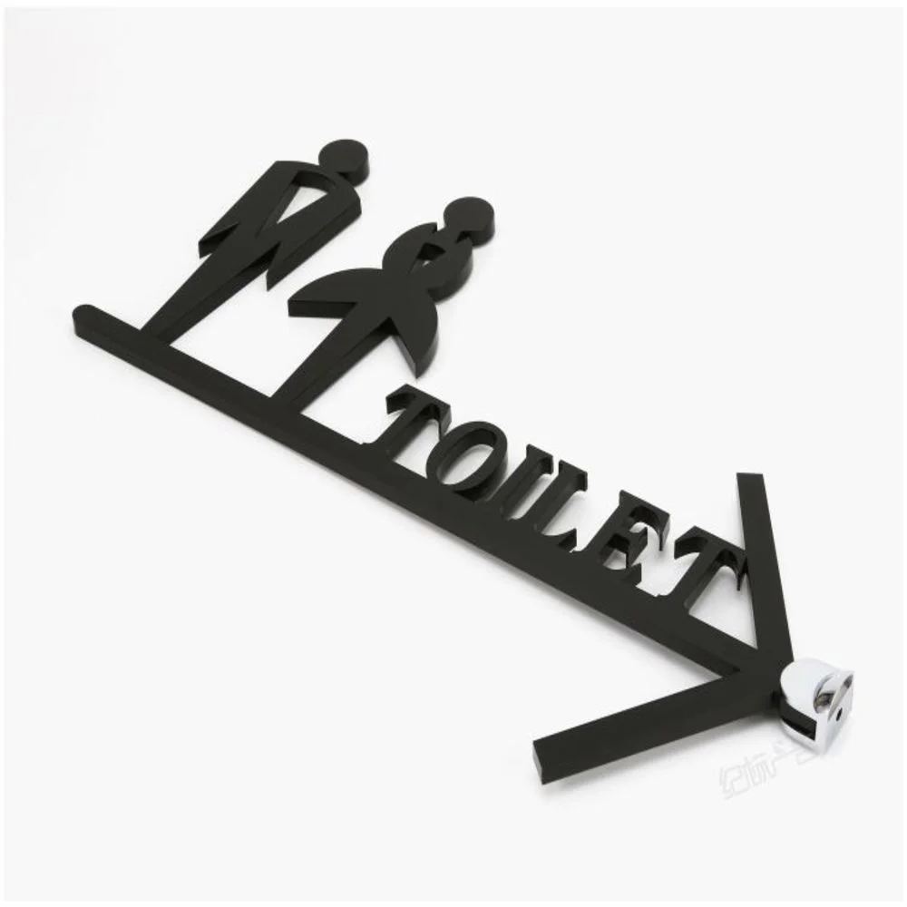 Customized Men & Women Bathroom Door Wc Letters Wall Mount Creative Hanging Sign Plate Double Side Toilet Arrow Guide Board