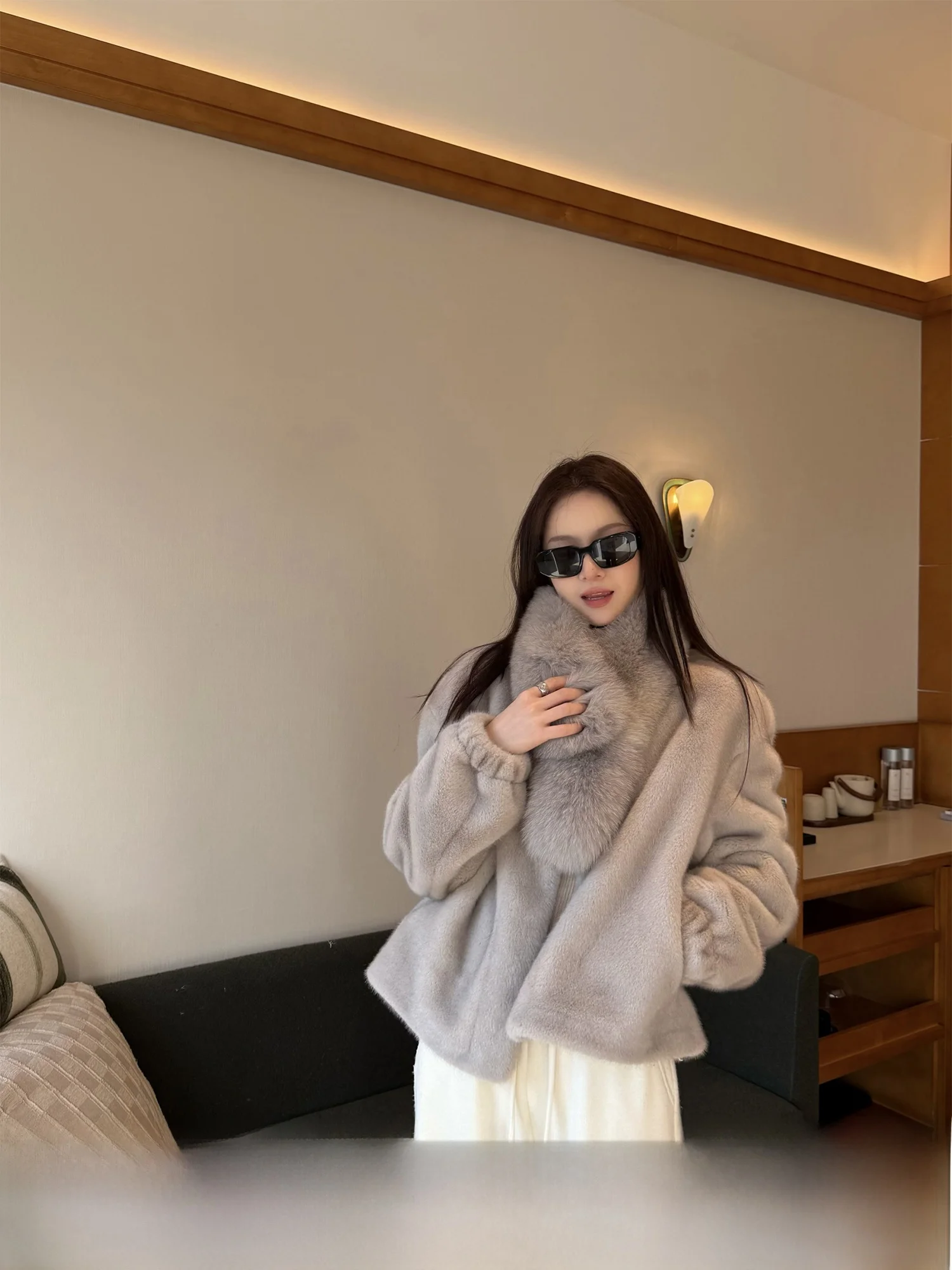 

Superniniyy High Quali Eco-Friendly Fur Coat Artificial Mink Fur Outerwear Casual Sle Long Sve Slimming Effect