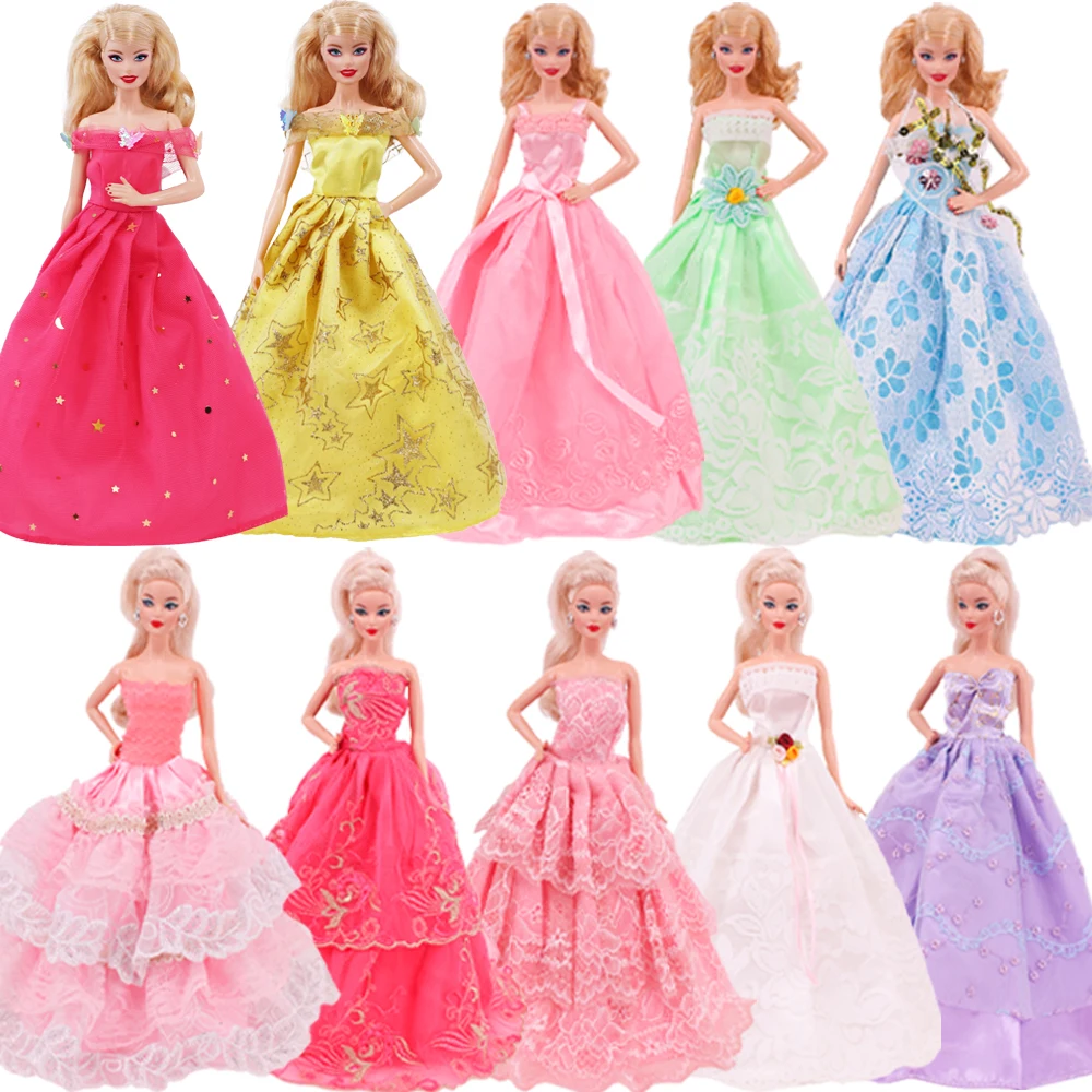 Case For Barbies Doll Clothes Princess Dress Trailing Wedding Bride Marriage Dress For Barbies Accessories Toys House Ornaments