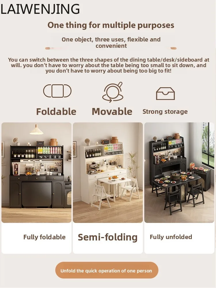 

MJY solid wood large capacity living room against the wall high cabinet dining table integrated French retro