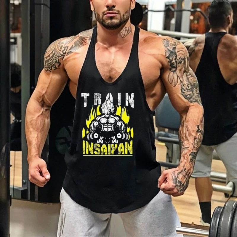 

Мужские стрингеры для тренировок в тренажерном зале, мотив Dragon Ball, легкая спортивная майка, идеально подходят для тяжелой атлетики и ежедневных поездок в тренажерном зале