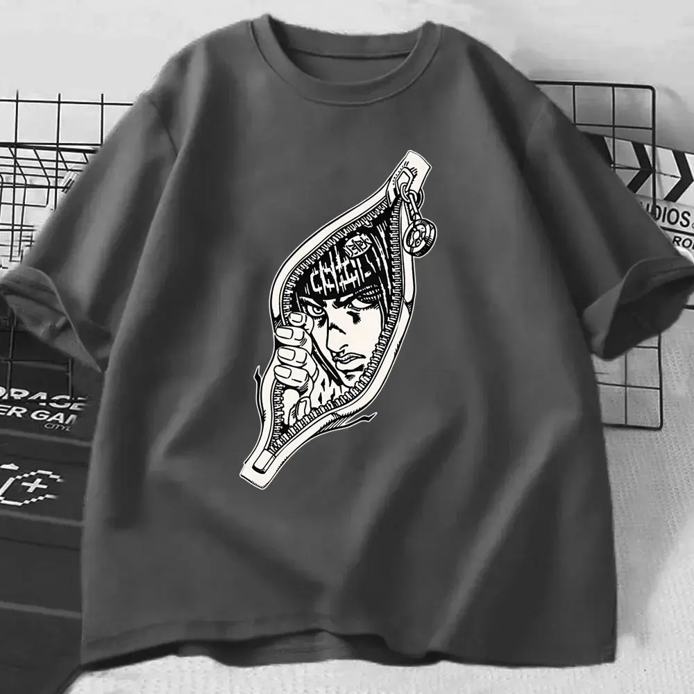 Funny Anime Jojo Bizarre Adventure Bruno Bucciarati Zip Up Graphic T Shirt Men Women Summer Casual Cotton Short Sleeves T-shirts view 2