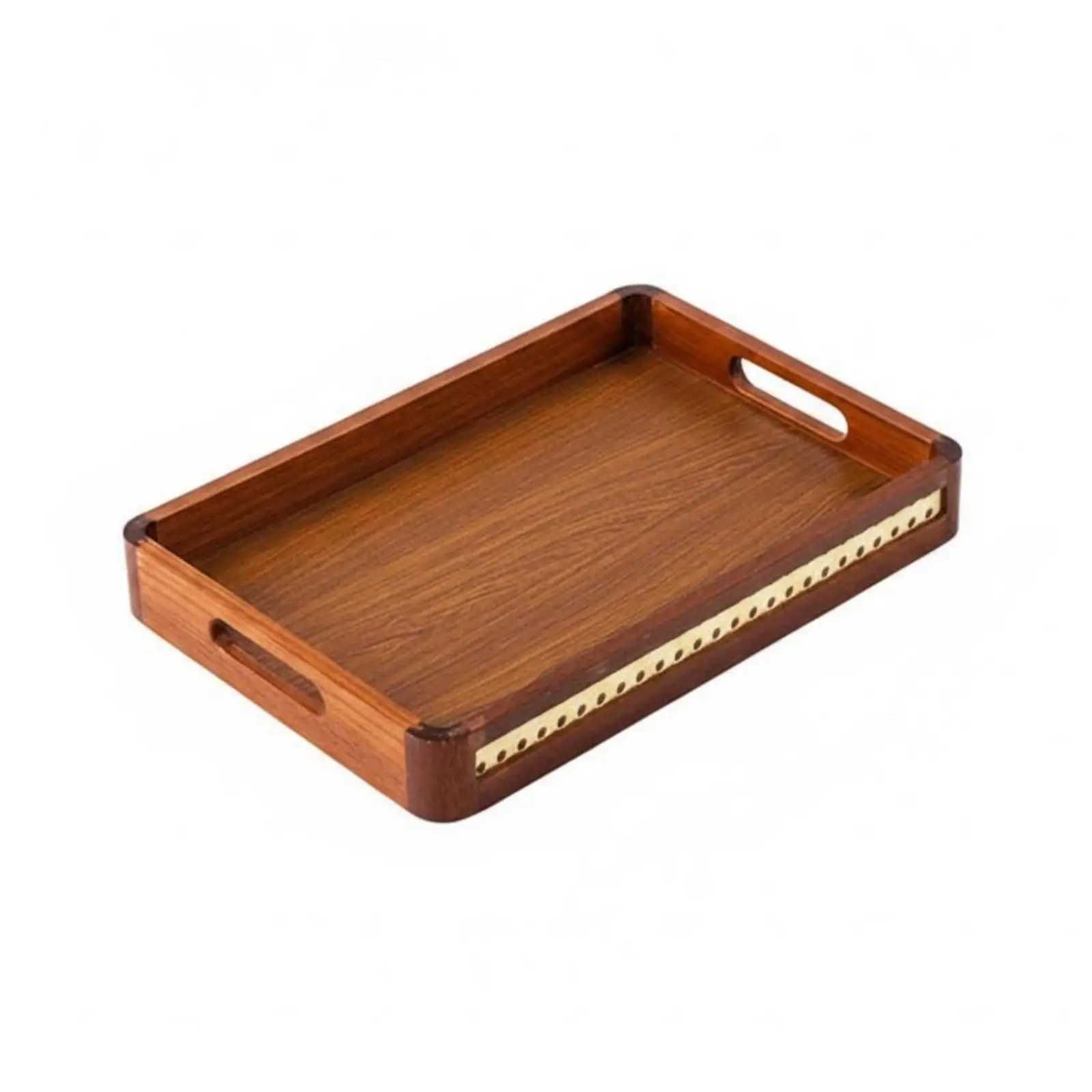 Rectangular Acacia Wood Tray for Tea Coffee Serving Kitchen Table Organization Storage