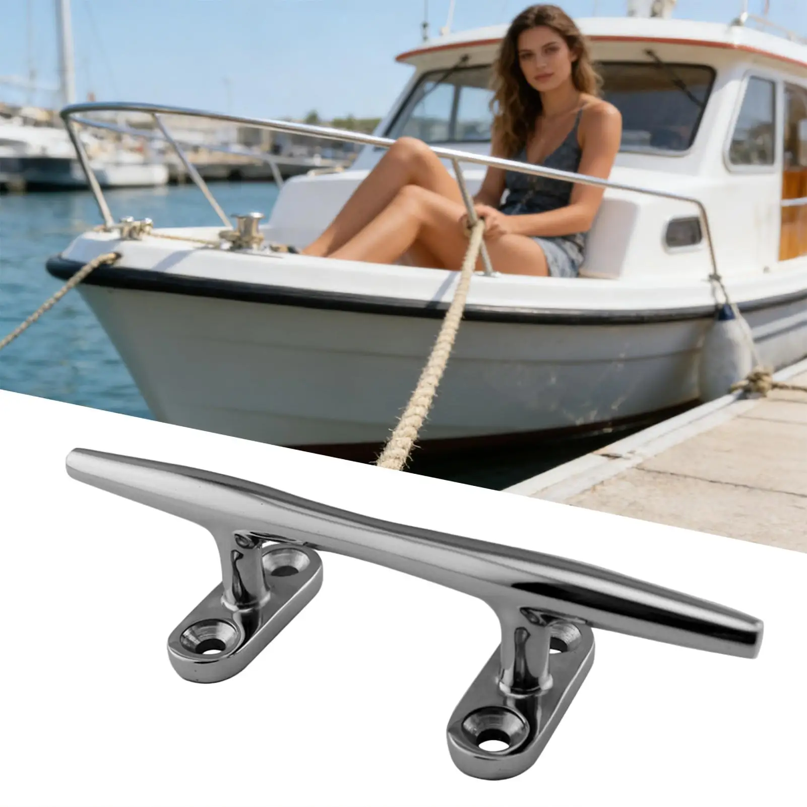 Stainless Steel Boat Cleats Marine Grade Open Base Rope Cleat Rustproof for Kayak Canoe Dock Mooring Fishing Sailing Lake
