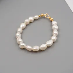 Fashion Natural Pearl Beaded Bracelet for Women European and American Stainless Steel Charm Bracelet Jewelry Accessories Gift