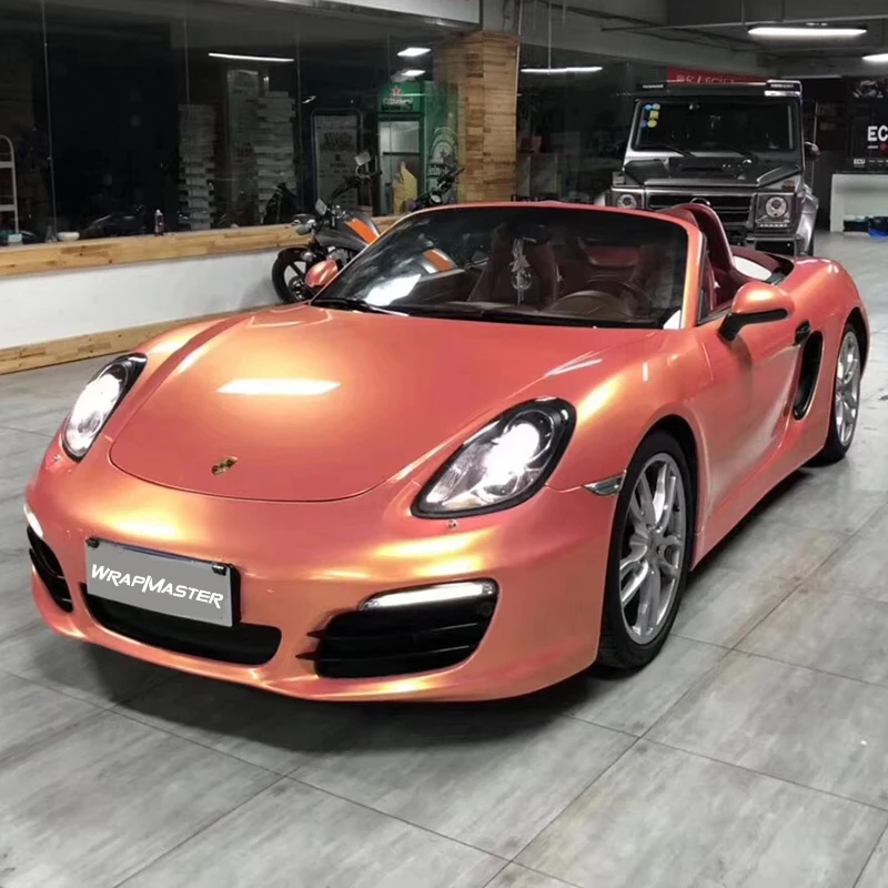 Wrapmaster 5M/10M/18M Removable Auto Wrappen Fantastic Coral Color Shift Orange Pink Auto Body Vinyl Wrap