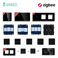 BSEED Zigbee 1/2/3Gang Smart Touch Switches Glass Panel Wall Socket Frames DIY Function Parts Tuya Smart Life App Control