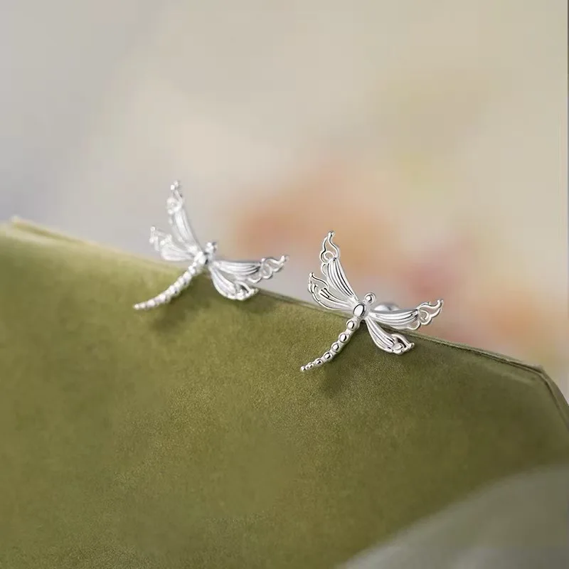 925 Silver Plated Dragonfly Stud Earring For Women Girls Party Christmas Gift Jewelry Gifts e1152