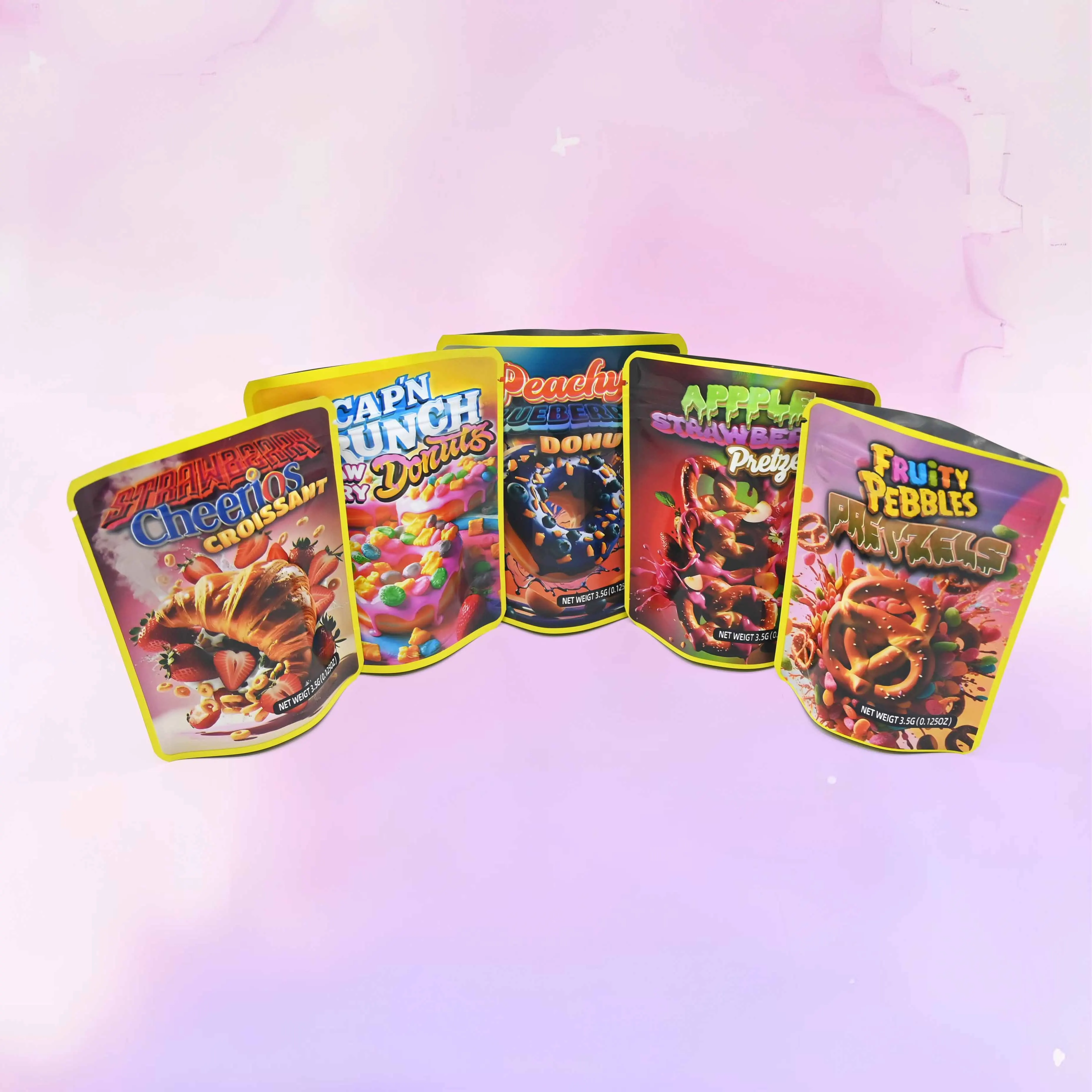 Mixed 50PCS Holographic Mylar Bags With Zip Lock For Storage Gift Bags 3.5g Party Favors Pouches